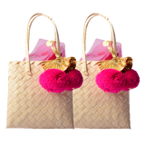 Pom Pom Tassel Cane Bags- Set of 2