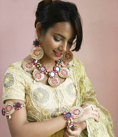 floral jewellery, artificial jewellery, jewellery for sangeet function or haldi function