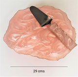 Pink Marble Effect Cake Stand & Spatula Set