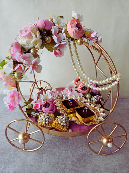 Decorative Metal Cart Engagement Ring Platter – Kavya Creations