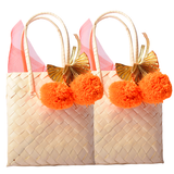 Pom Pom Tassel Cane Bags- Set of 2