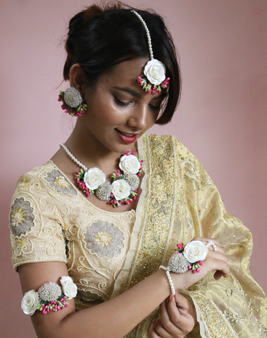 Artificial Jewellery Made With Roses & Pearls
