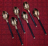 Gold & Black Mina Spoon 6 Pcs Set
