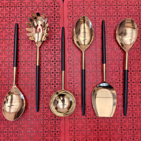 Gold & Black Mina Serving Spoon 6 Pcs Set