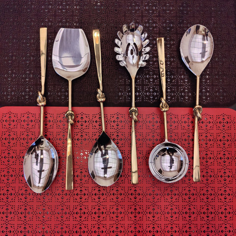 Gold & Silver Serving Spoon 6 Pcs Set