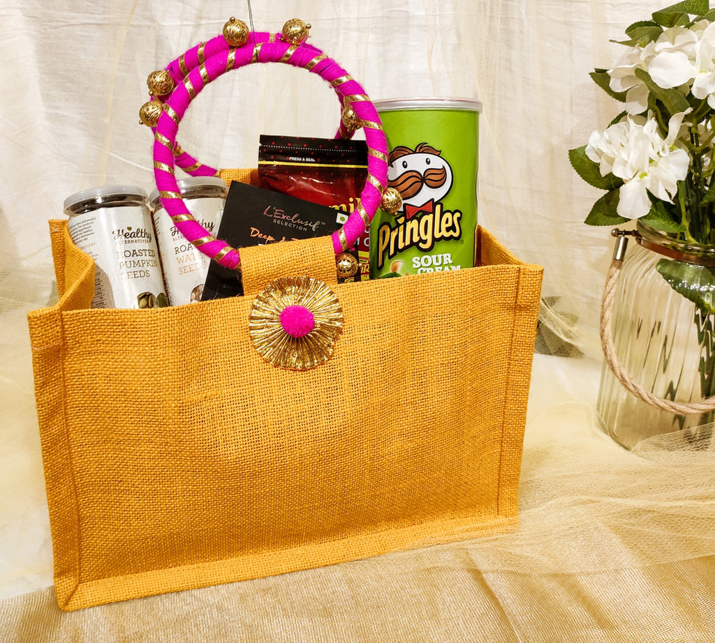 White Jute braided Handbags - With Flower Design Handmade Jute Bag