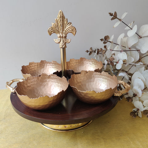 Wooden Stand with 4 Bowl Set