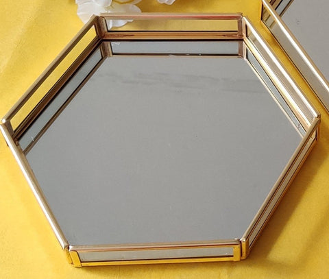 Hexagon Mirror Tray Small